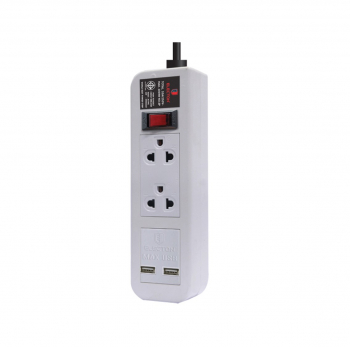 Electon EP-A202U2 2 Outlet 2 USB 1 Switch Powerstrip 2 Metre