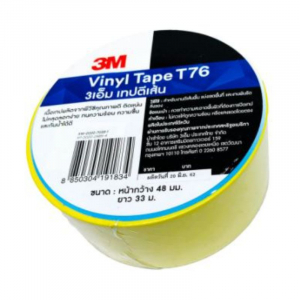 3M T76 เทปพลาสติก สีเหลือง 2"x36หลา  ( 12ม้วน/กล่อง)